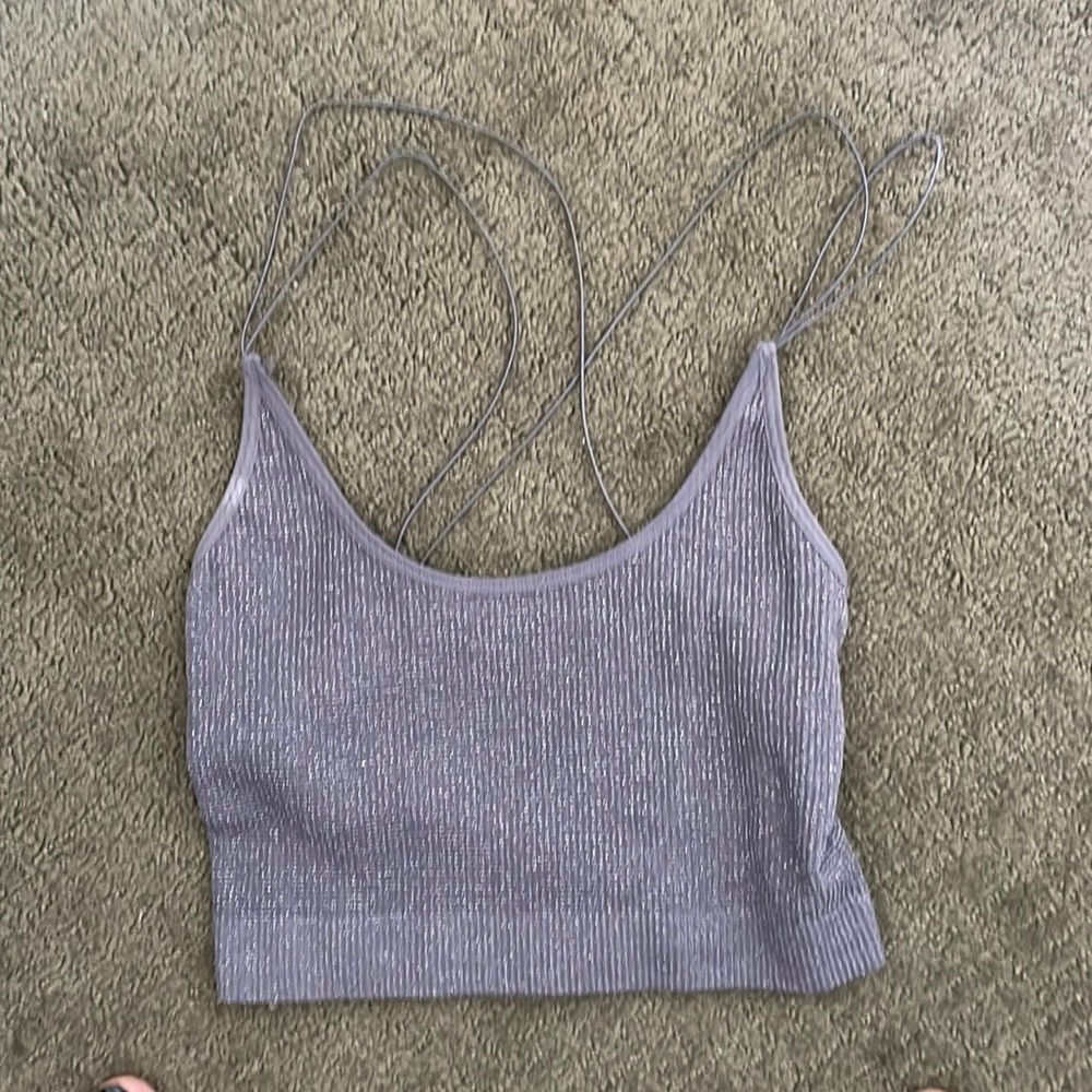 Grey cropped sparkly tank